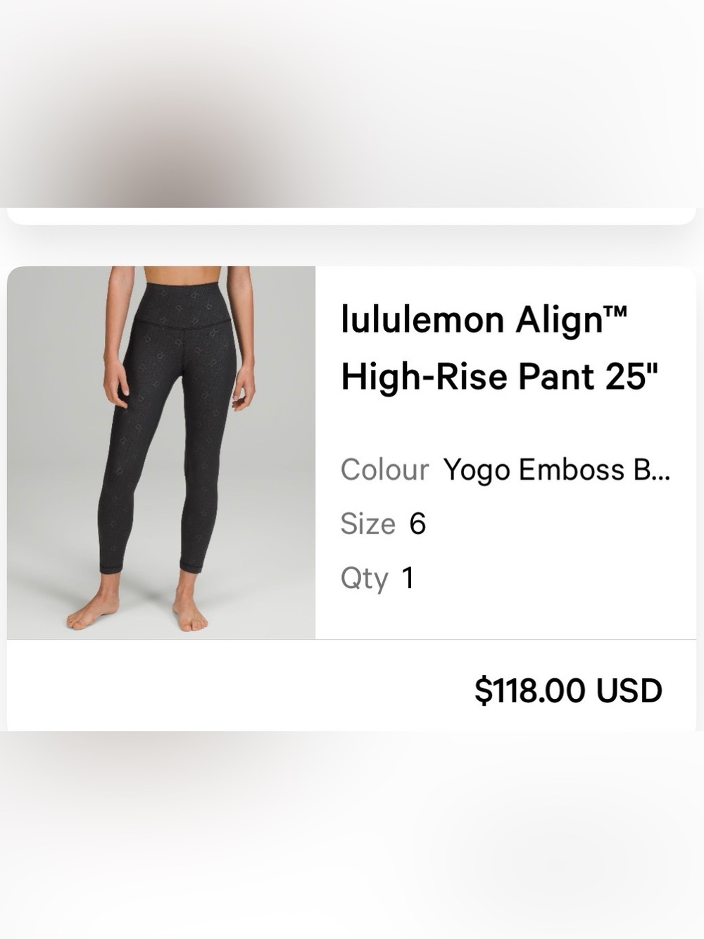 Lululemon Align High-Rise Pant 25"
Yogo Emboss Black / Black Size 6 Gym Yoga